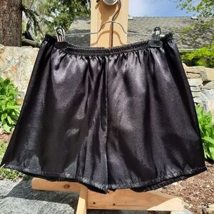 Vintage Silky Black Satin Pajama Shorts